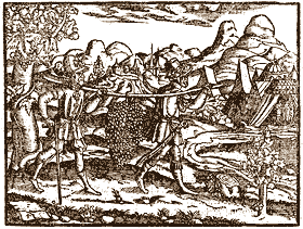 Nioscy ki winogron. Drzeworyt z Biblii luteraskiej (1558-1570)