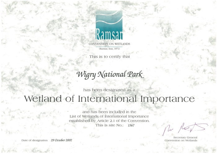 Certyfikat_Ramsar_m Certyfikat wpisania na listę RAMSAR